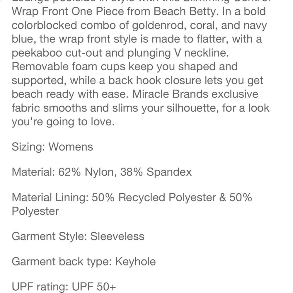 NWT! Beach Betty color block wrap front one piece - Picture 4 of 4